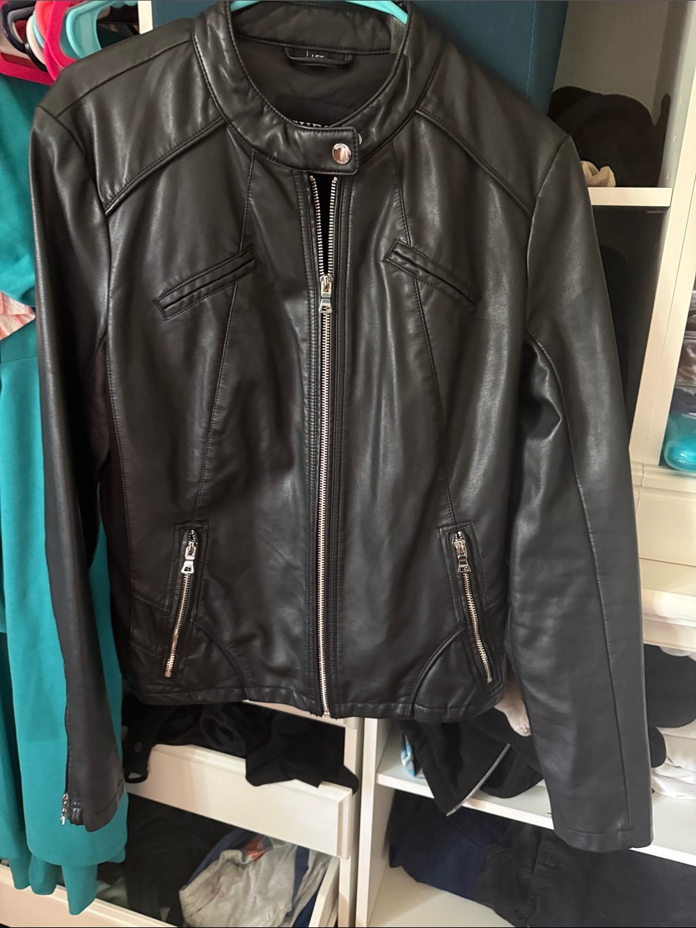 Guess faux leather jacket size large EUC